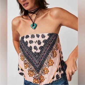 Free People Pink Borderline Tube Top